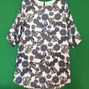 Everly Paisley Popover Lined Dress, Size M